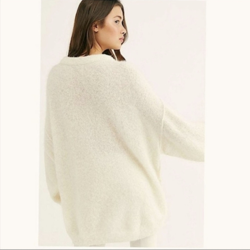 Free People Angelic Soft Alpaca Blend Ivory Pullover Crewneck Sweater(M) - Picture 5 of 10